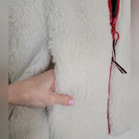 🇺🇲 Tommy Hilfiger fleece zip up jacket with contrast red zipper and flag logo - Picture 14 of 14